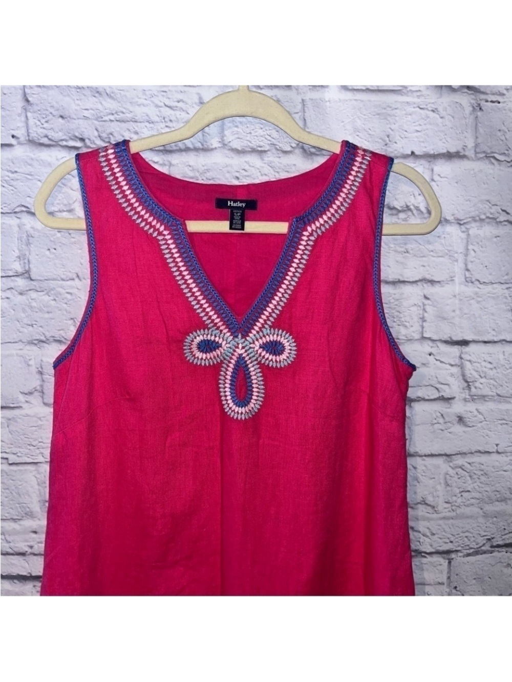 Women’s Sleeveless Hatley Hot Pink Dress size small. Linen - Picture 2 of 15